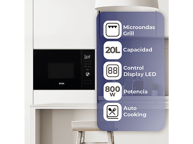 Microondas - Svan SMWI2800DGN, 1 kW, 5 potencia, 20 l — foto 6
