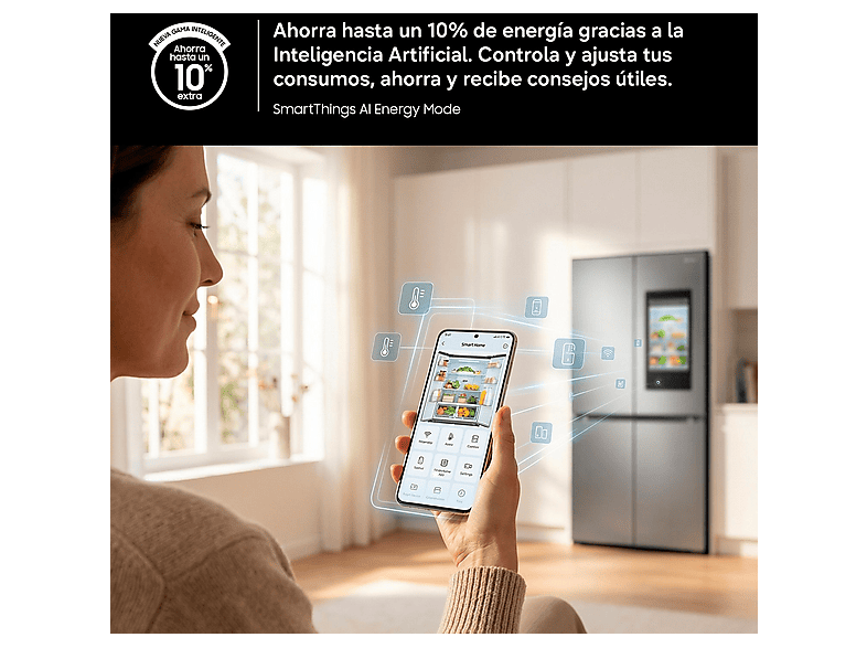 Frigorífico americano - Samsung RF65DG9H0EB1EF, Family Hub 4 puertas, Triple Cooling, 183 cm, 636 l, No Frost, Wifi, Negro — foto 7