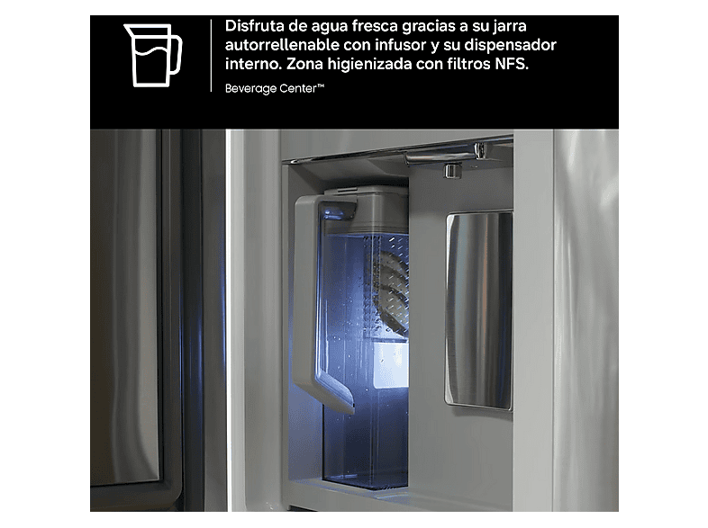 Frigorífico americano - Samsung RF65DG9H0EB1EF, Family Hub 4 puertas, Triple Cooling, 183 cm, 636 l, No Frost, Wifi, Negro — foto 10