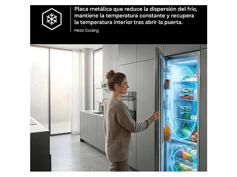 Frigorífico americano - Samsung RF65DG9H0EB1EF, Family Hub 4 puertas, Triple Cooling, 183 cm, 636 l, No Frost, Wifi, Negro — foto 11
