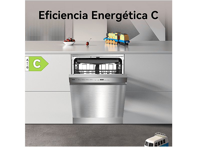 Lavavajillas libre instalación 60 cm - Vok EVD-14FCSAD, 8 programas, 60 cm, Inox — foto 8