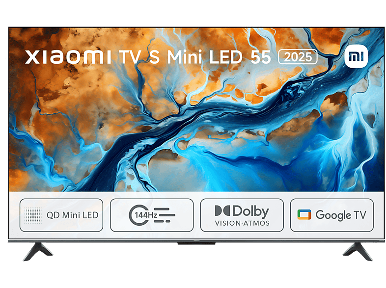 TV Mini LED 55" - Xiaomi S Mini 55 2025, UHD 4K, Quad Core Cortex-A73, Smart TV, Gris cepillado