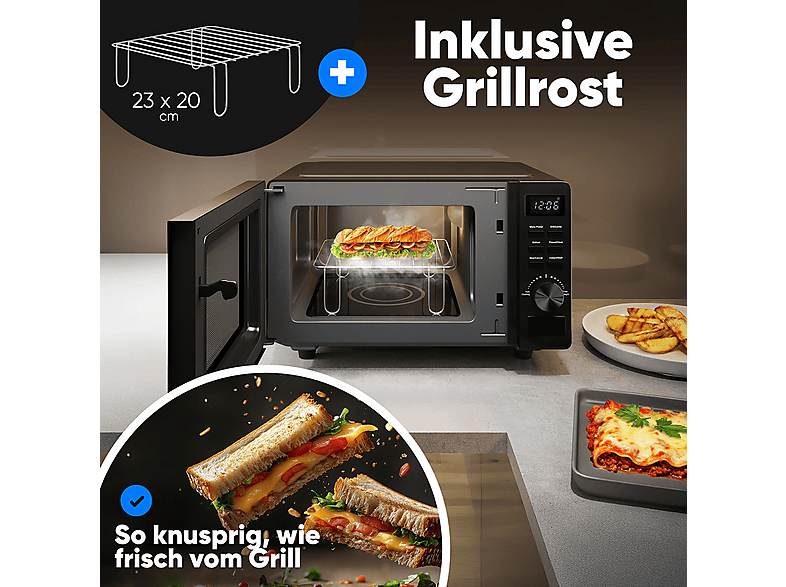 Microondas - Proficook PC-MWG 1278, 1150 W, 5 potencia, Negro — foto 4