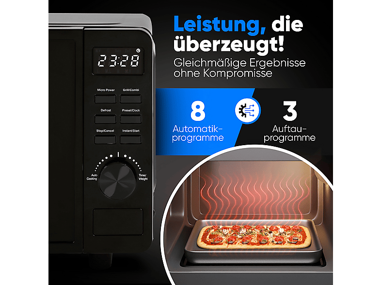 Microondas - Proficook PC-MWG 1278, 1150 W, 5 potencia, Negro — foto 5
