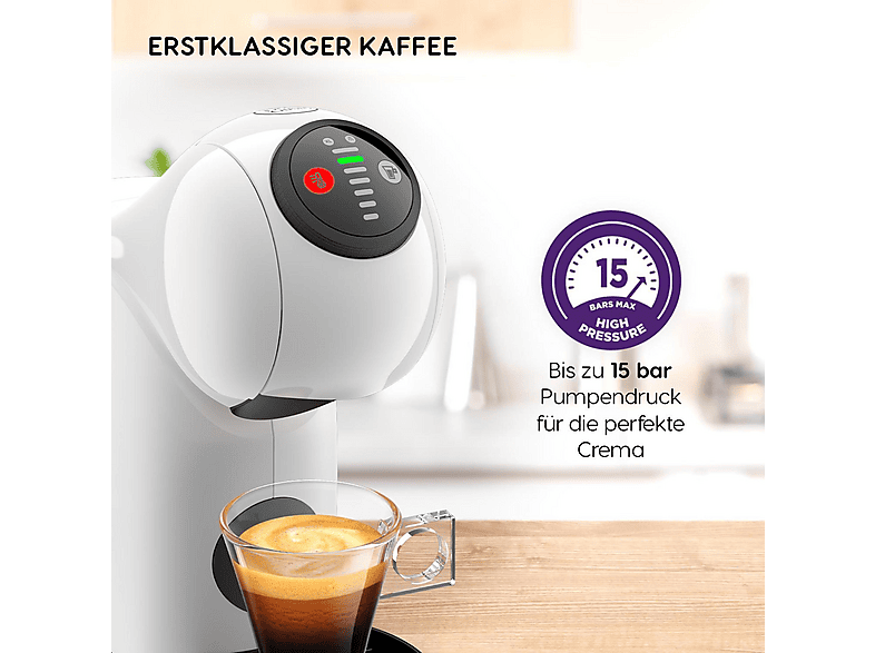 Cafetera de cápsulas - Krups Genio S KP2431, 15 bar, 1500 W, Blanco — foto 6