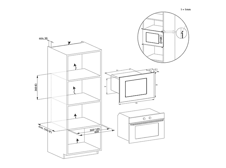 Microondas integrable - Candy CA38FL7N25WXB, 5 potencia, 25 l, Negro — foto 6