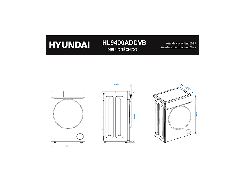 Lavadora carga frontal - Hyundai HL9400ADDVB, 9 kg, 14 programas, Blanco — foto 7