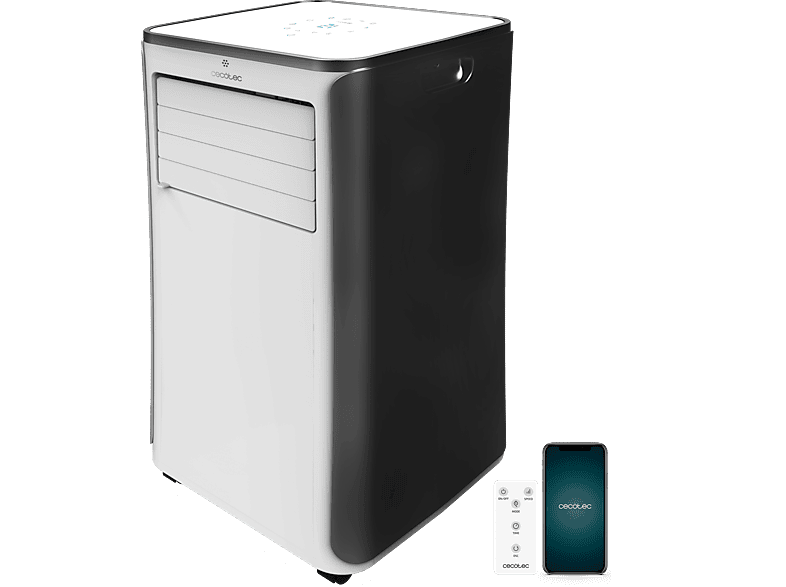 Aire acondicionado portátil - Cecotec ForceClima 9500 Soundless Heating Connected, 2268 fg/h, Bomba de calor, 5 modos, 3 veloc, Mando, Wi-Fi, Blanco