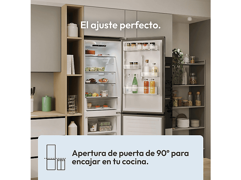Frigorífico combi integrable - Candy CNCQ2T618CX, No Frost, Dinámico (con ventilador), Altura 185 cm, Capacidad 355 l, Acero inoxidable — foto 8