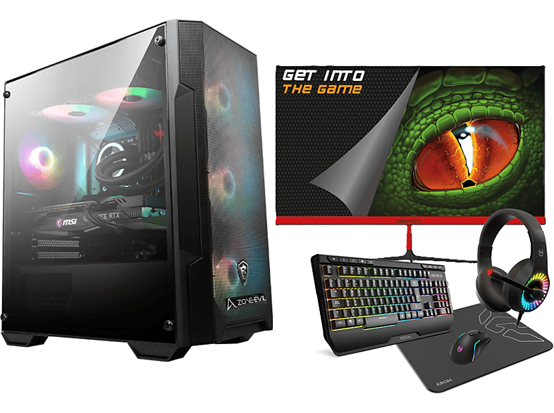 Pack PC Gaming - Zone Evil 24A520R5V7321TBPACK24, AMD Ryzen 5 4650G, 32 GB RAM, 1 TB SSD, Radeon™ Onboard Graphics, Sin sistema operativo, Negro — foto 1