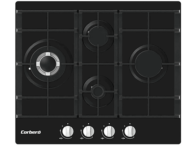 Placa de gas - Corberó CPCGM4F4121N, 4 zonas, 97 cm, Negro