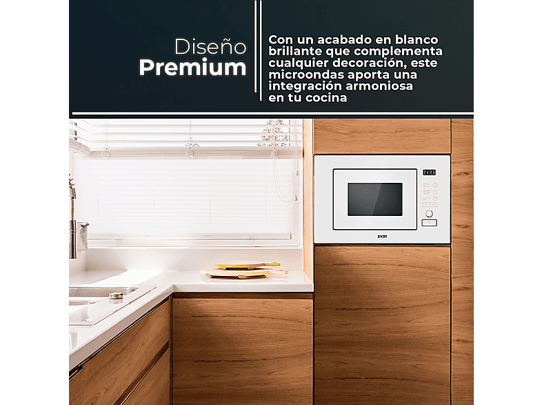 Microondas de integración - Svan SMWI2800DGB, 800 W, 5 potencia, 20 l — foto 4