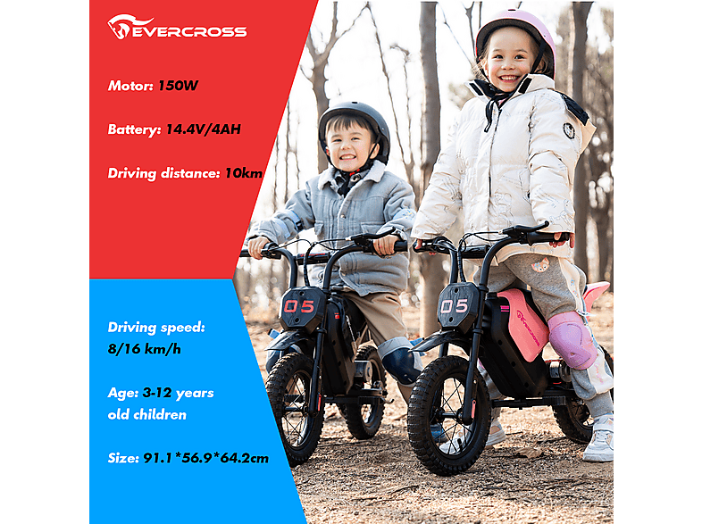 Moto eléctrica infantil - Evercross Tech Moto eléctrica infantil EV05M, motor de 150W, 2 modos de velocidad, apta para niños de 3 a (ref. 141706448) — foto 5