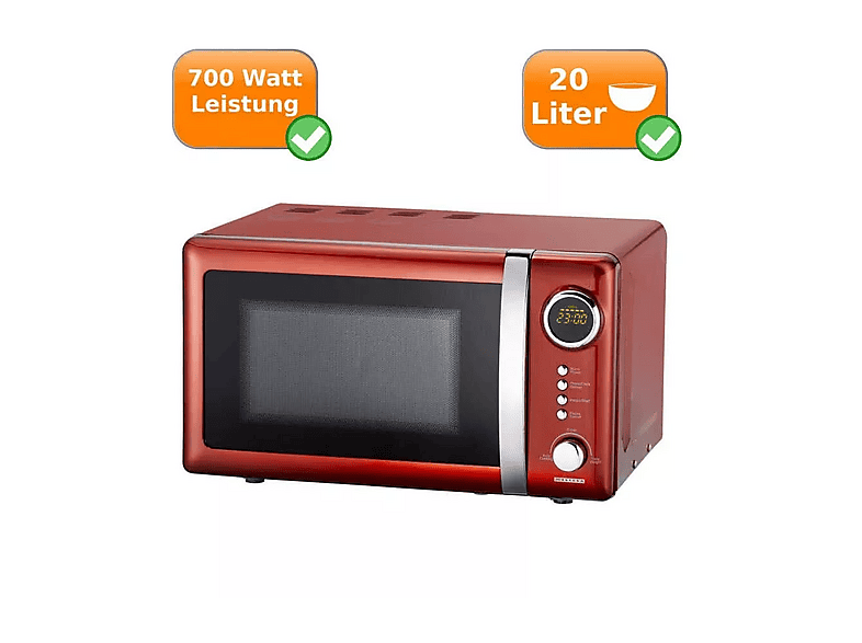 Microondas - Melissa 163-30109, 700 W, 20 l, Rojo — foto 3