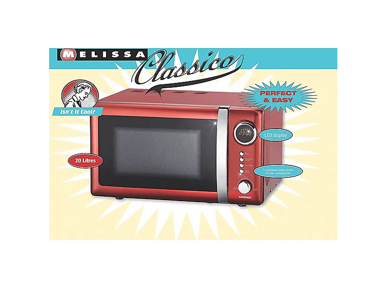 Microondas - Melissa 163-30109, 700 W, 20 l, Rojo — foto 4