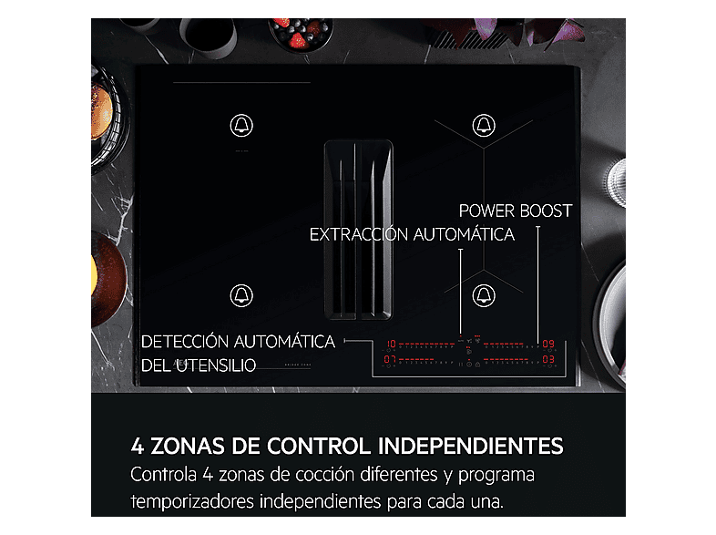 Placa de inducción - AEG Serie 6000 Flex XT TCH74B01FB, 4 zona(s) zonas, 710 mm — foto 7