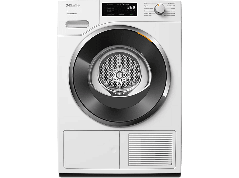 Secadora bomba de calor - Miele TWH780WP EcoSpeed &9kg, 10 Programas, DirectSensor, SilenceDrum, DryCare 40, Blanco loto