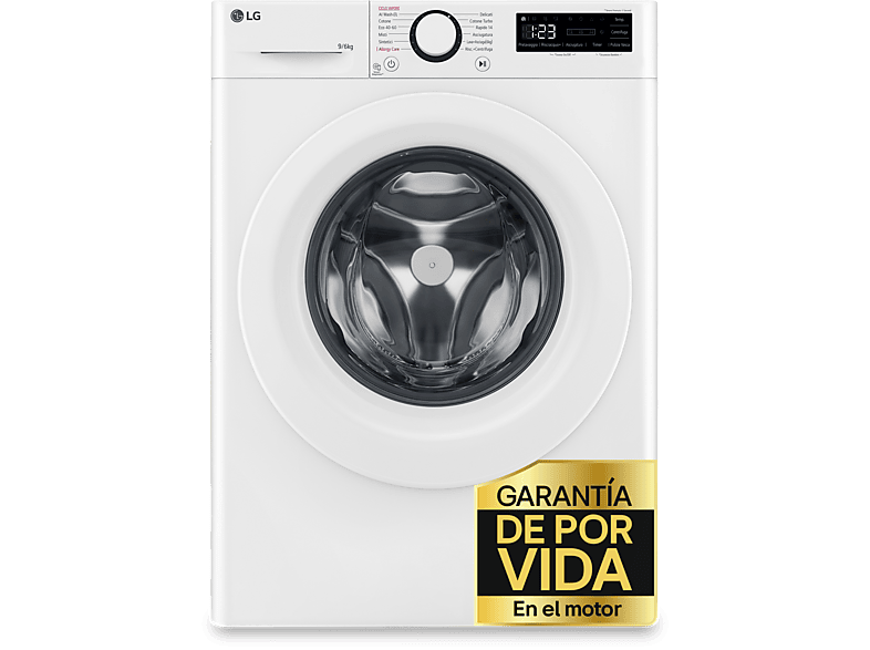 Lavadora secadora - LG F4DR5009A3W, Serie 500, 9kg/6kg, 1400 rpm, 12 programas, Blanco