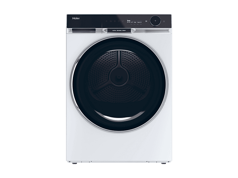 Secadora bomba de calor - Haier HD90-A3Q397U1-S X Series 11, 9 kg, 17 programas, Ultra Reverse Drum, Wi-Fi, Blanco