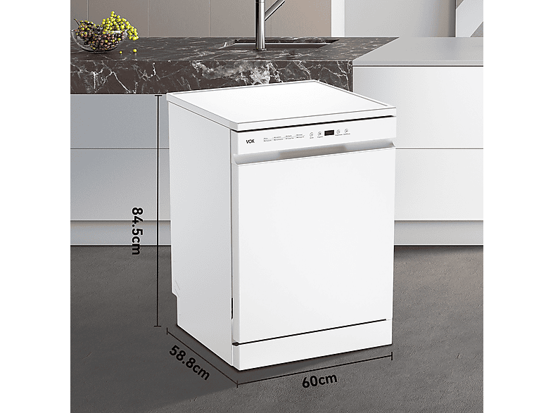 Lavavajillas libre instalación 60 cm - Vok EVD-14FCWAD, 8 programas, 60 cm, Blanco — foto 4