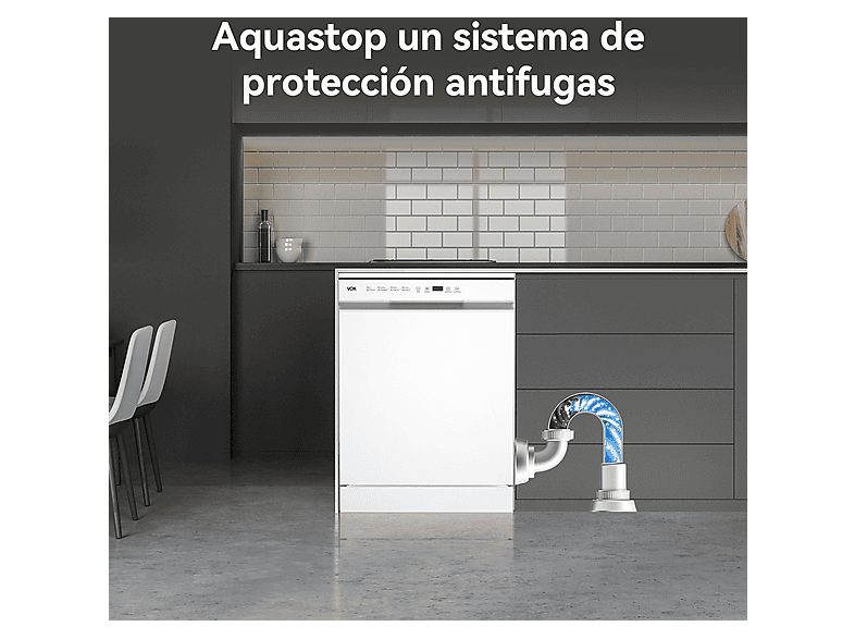 Lavavajillas libre instalación 60 cm - Vok EVD-14FCWAD, 8 programas, 60 cm, Blanco — foto 9