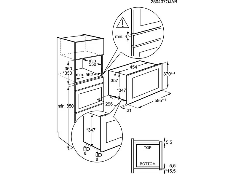 Microondas integrable - AEG MBB1756SEW, 800 W, 5 niveles, Control táctil, 17 l, Blanco — foto 2