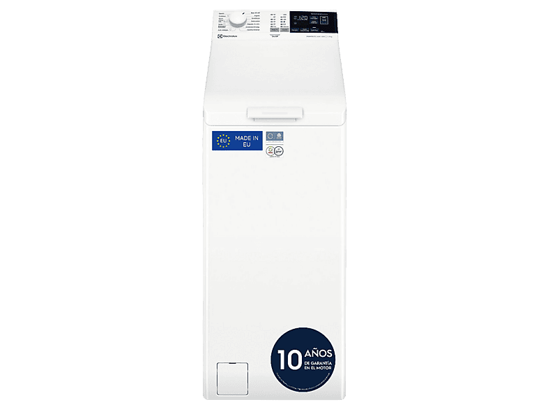 Lavadora carga superior - Electrolux EN6T4722NF, 7 kg, 1200 rpm, 14 programas, SensiCare, Blanco
