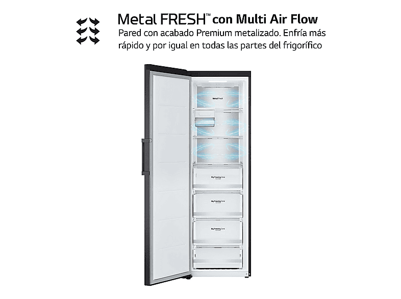 Congelador vertical - LG GFM61MCCSF, 324 l, 186 cm, No Frost, LinearCooling™, Negro — foto 9