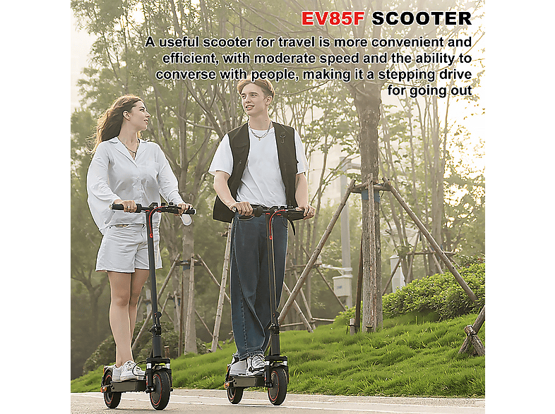 Patinete eléctrico - Evercross Tech EV85F homologado, Pot. máx. 350 W, Carga máx. 120 kg, 7800 mAh, Negro rojo — foto 10