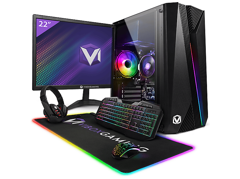 Pack PC Gaming - Vibox I-72, Ryzen 3 3200G, 8 GB RAM, 480 GB SSD, Radeon™ RX Vega 8, Linux, Monitor 22 " Full-HD, Negro — foto 1