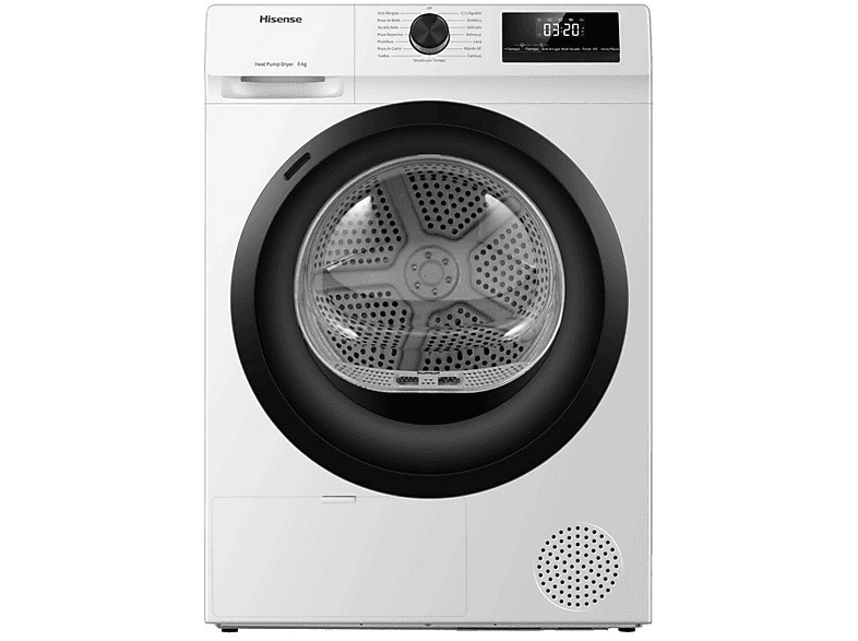 Secadora bomba de calor - Hisense DHQE800BW2 , Eléctrico, 8 kg, 16 programas, Blanco — foto 1