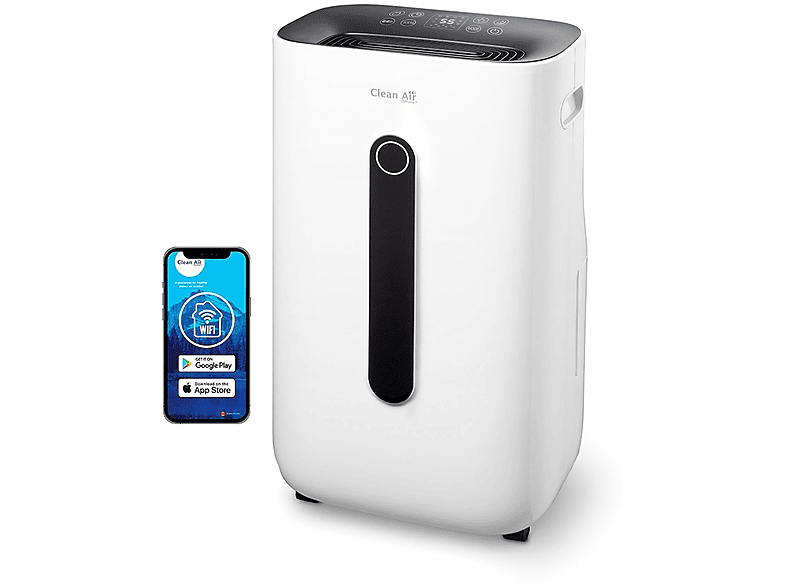 Deshumidificador - Clean Air Optima CA-708 Smart, 6,5 l, 90 m², Blanco/negro