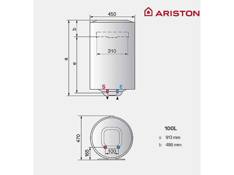 Termo eléctrico - Ariston BLU1 ECO V 100, Blanco — foto 4