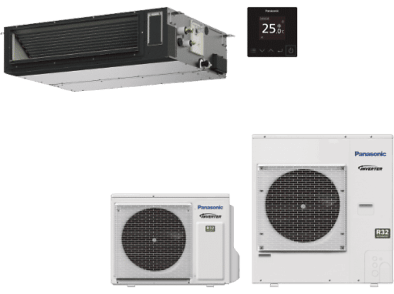 Aire acondicionado por conductos - Panasonic (Aire Acond.), Panasonic KIT-100PF3Z5-6, Split 1x1, 9724 fg/h, Bomba de calor, Blanco