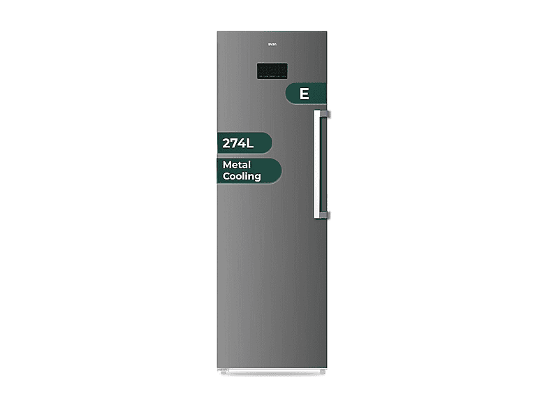 Congelador vertical - Svan SCV185602ENFDX, 274 l, 185 cm, Inox