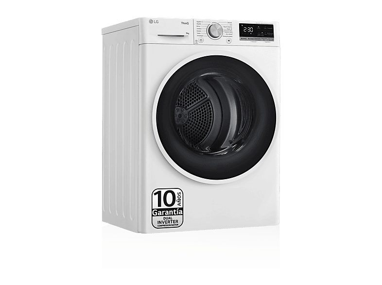 Secadora - LG RH90V5AV6N, Bomba de calor, 9 kg, 14 programas, Blanco