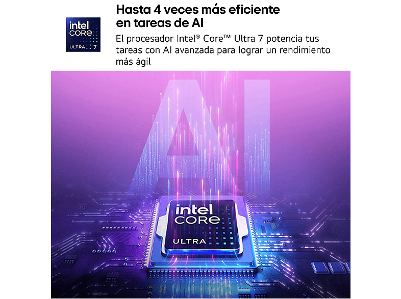 Portátil - LG Gram 14Z90U-G.AU88BN Copilot+ PC, 14" WUXGA, Intel® Core™ Ultra 7 355 49 TOPS, 32 GB RAM, 1 TB SSD, Windows 11 Home, Sin cargador — foto 10