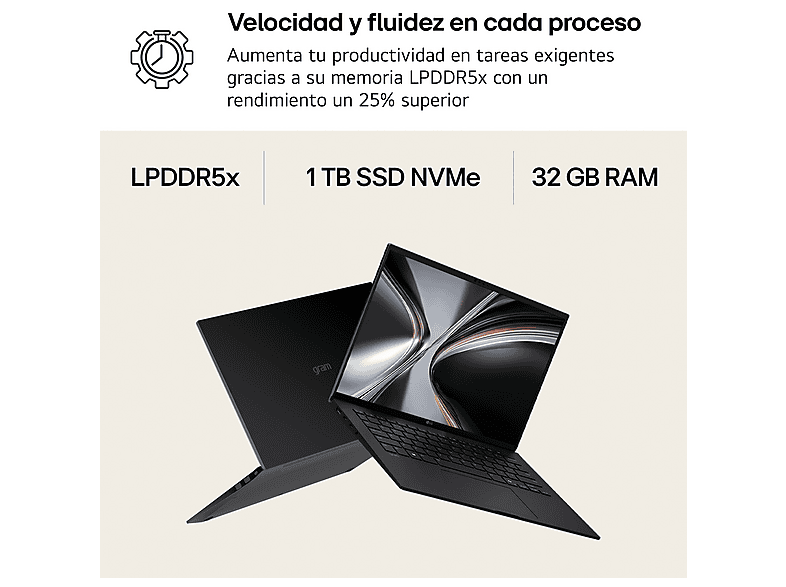 Portátil - LG Gram 14Z90U-G.AU88BN Copilot+ PC, 14" WUXGA, Intel® Core™ Ultra 7 355 49 TOPS, 32 GB RAM, 1 TB SSD, Windows 11 Home, Sin cargador — foto 12