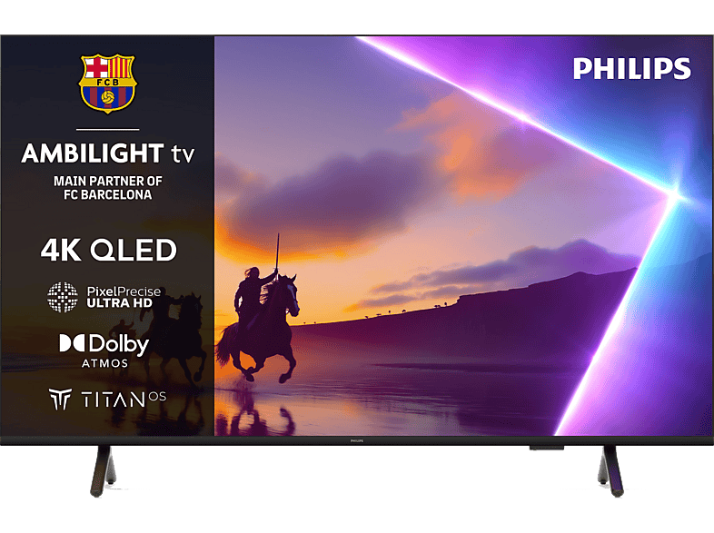 TV QLED 50" - Philips Ambilight 50PUS8510/12, UHD 4K, Titan OS, Smart TV, Pixel Precise Ultra HD, Dolby Atmos, Negro mate