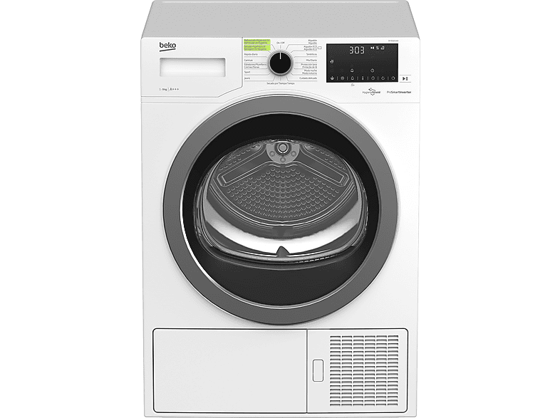 Secadora de condensación - Beko DH 9532 GAO, Bomba de calor, 1 kg, 15 programas, Blanco