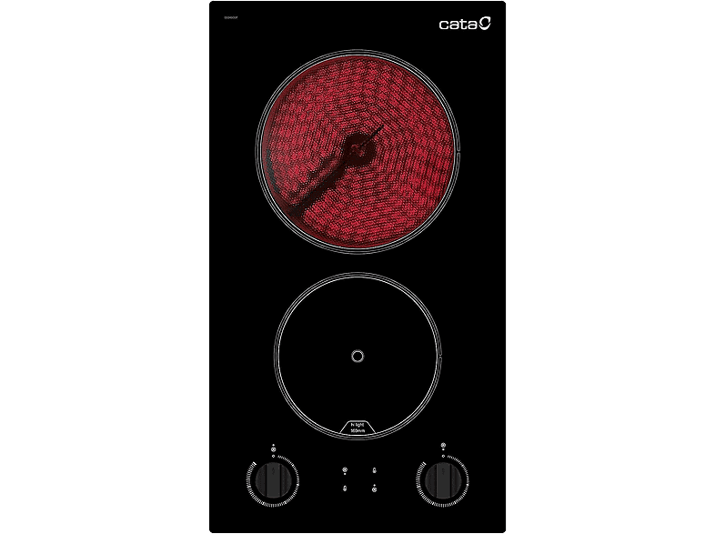 Placa de vitrocerámica - Cata VI 302, 2 zonas, 29 cm, Negro