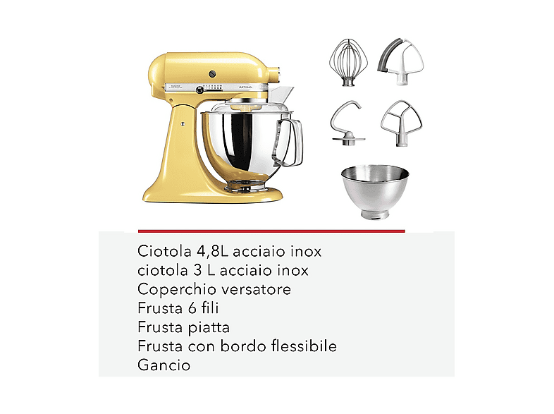 Robot de cocina - KitchenAid 5KSM175PSEOB, 300 W, 4,8 l, Negro — foto 4