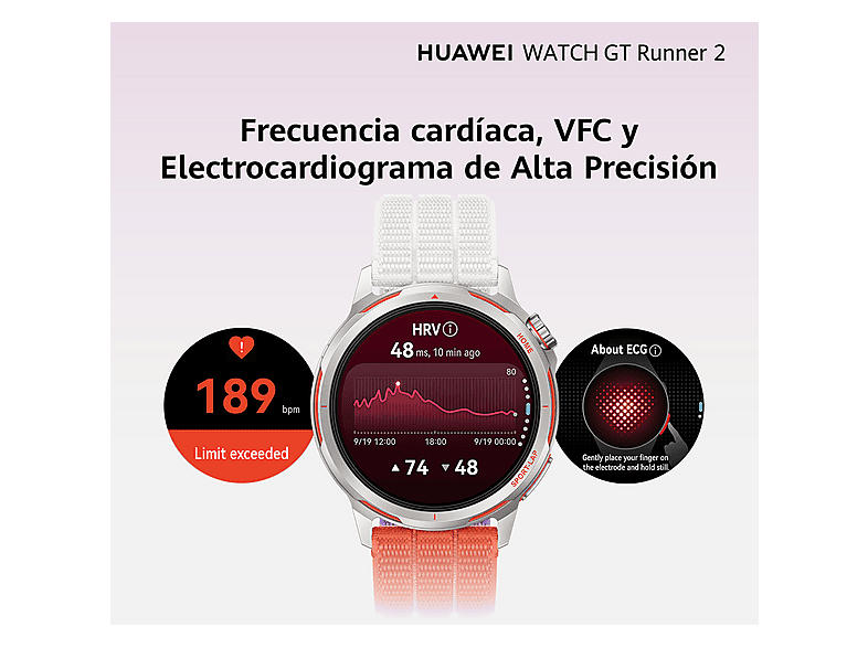 Smartwatch - Huawei WATCH GT Runner 2, Reloj Inteligente con GPS UltraPreciso en runnning, 14 días Autonom, Maratón Mode, 5ATM, ECG, Pago NFC, Naranja — foto 10