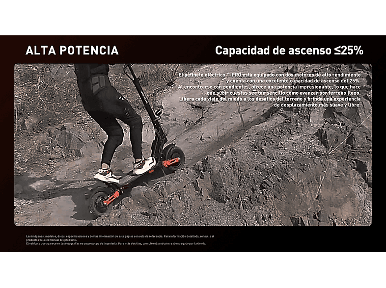 Patinete eléctrico - Joyor T-PRO, Pot. máx. 1000 W, Carga máx. 120 kg, negro (ref. 179048015) — foto 3