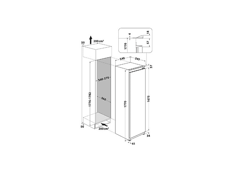 Frigorífico una puerta integrable - Whirlpool WHSD18A013C1, Altura 177 cm, Capacidad 306 l, Tecnología 6th sense, Inox — foto 2